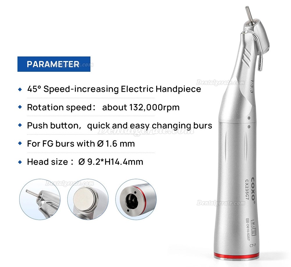 COXO CX235C7-7 45&deg; LED 1:5 Rotes Winkelst&uuml;cke Handst&uuml;ck mit Generator
